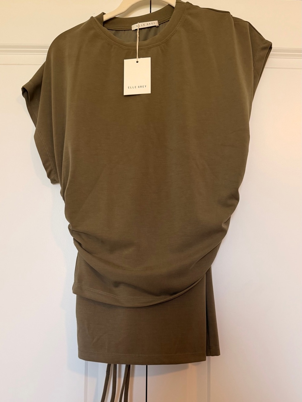 Elle Grey Olive Green Draped Top and Bottom Set